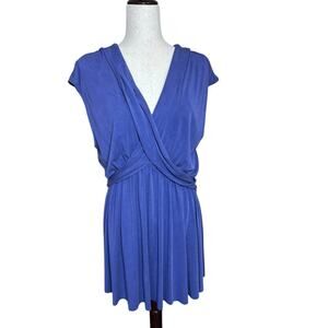 Free People Cobalt Criss Cross Draped Stretch Mini Dress Size Small Boho Fairy